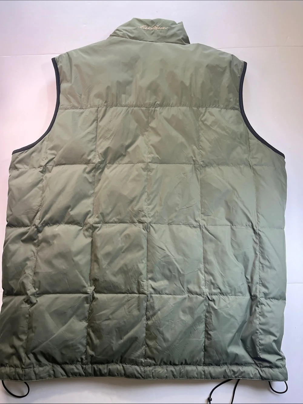 Eddie Bauer Men's Olive Green Goose Down Puffer Vest Sz L Tall